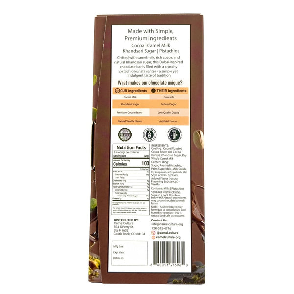 Nutrition facts for dubai chocolate bar