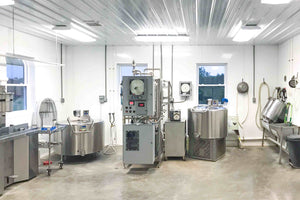 A flash (lili) pasteurizer in a milk processing facility. Our camel milk is gently flash pasteurized to maintain the healthy properties of the milk. 