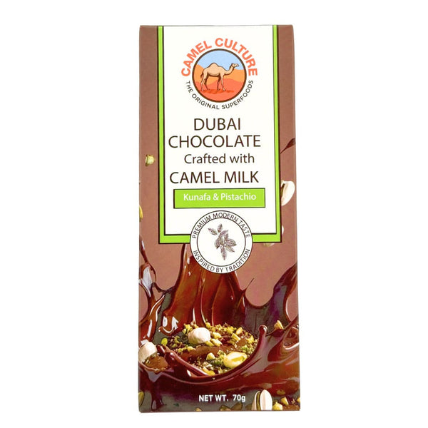 Dubai Chocolate crafted with camel milk bar.