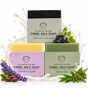 3 soap pack of lavender, charcoal, and neem camel milk soaps